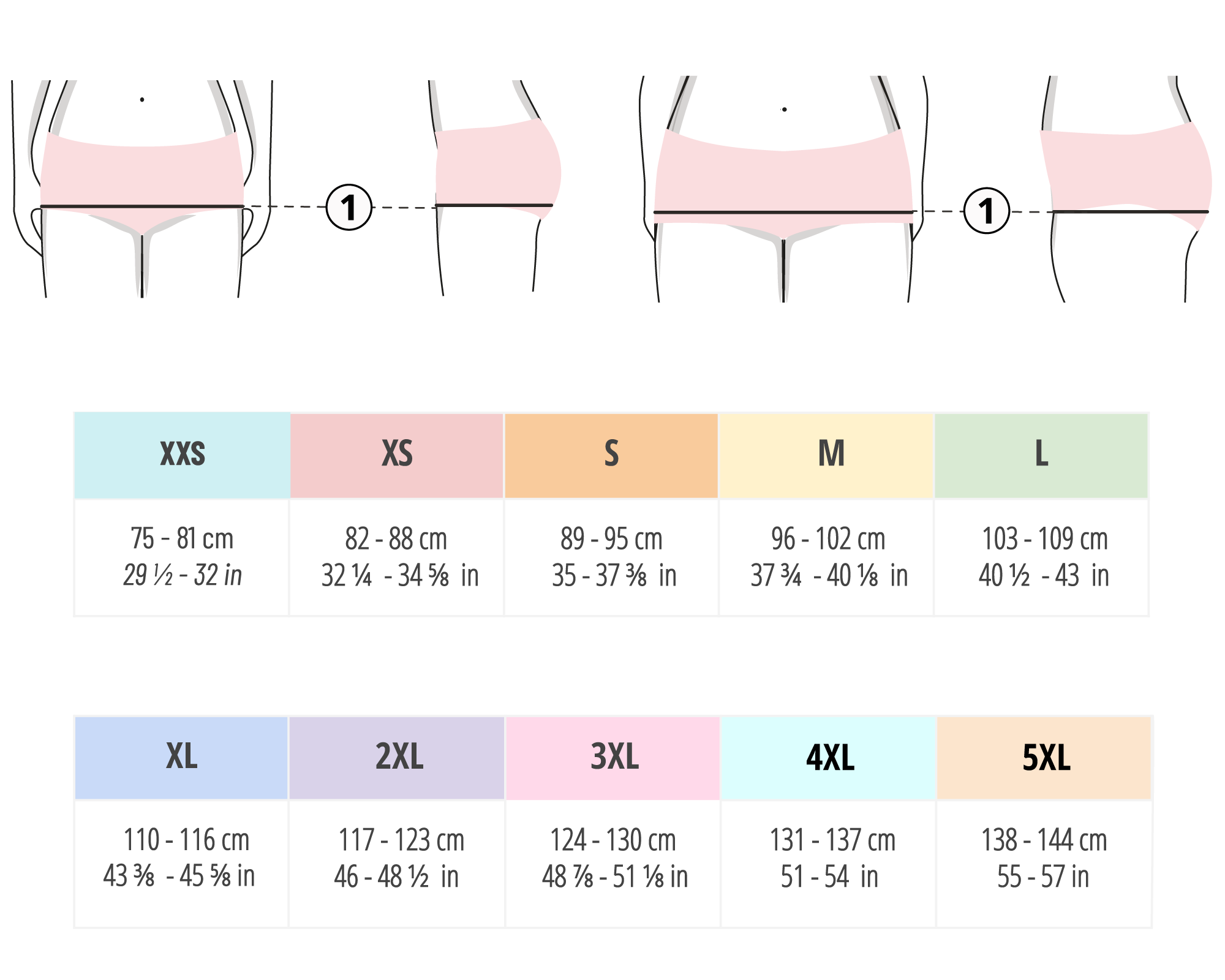 tableau mesures lingerie culottes femme fitiyoo ↔